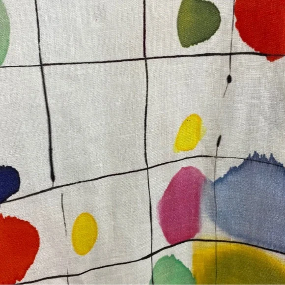 Caroline Rose White Linen Abstract Windowpane Paint Box Tunic - Picture 4 of 9